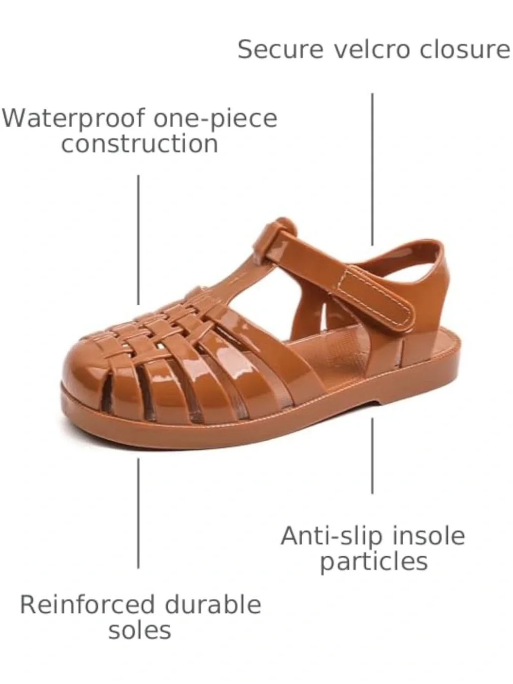 NEW Kids' Brown Jelly Fisherman Sandals Closed Toe